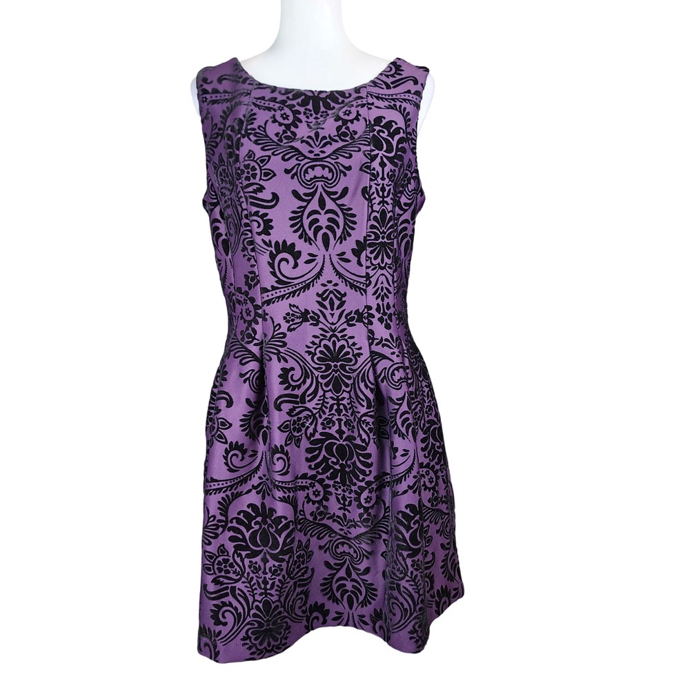 Gabby Skye Dress Womens 14P Purple Burn Out Velvet Cocktail Holiday Whimsygoth